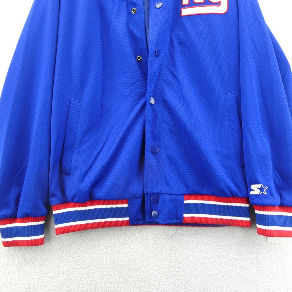 Starter Jacket Mens Large New York Giants Blue Snap Front Varsity Mesh Polyester - Picture 2 of 10